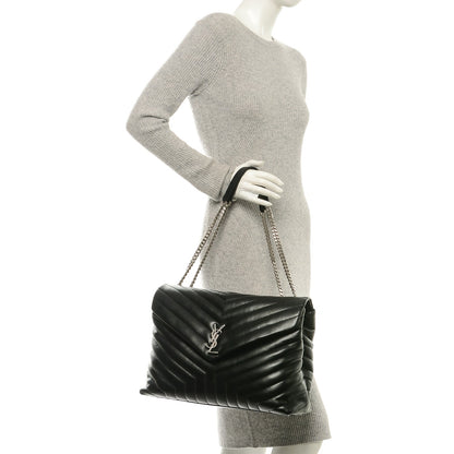 Saint Laurent Calfskin Y Quilted Monogram Large Loulou Chain Satchel Black 2 of 6