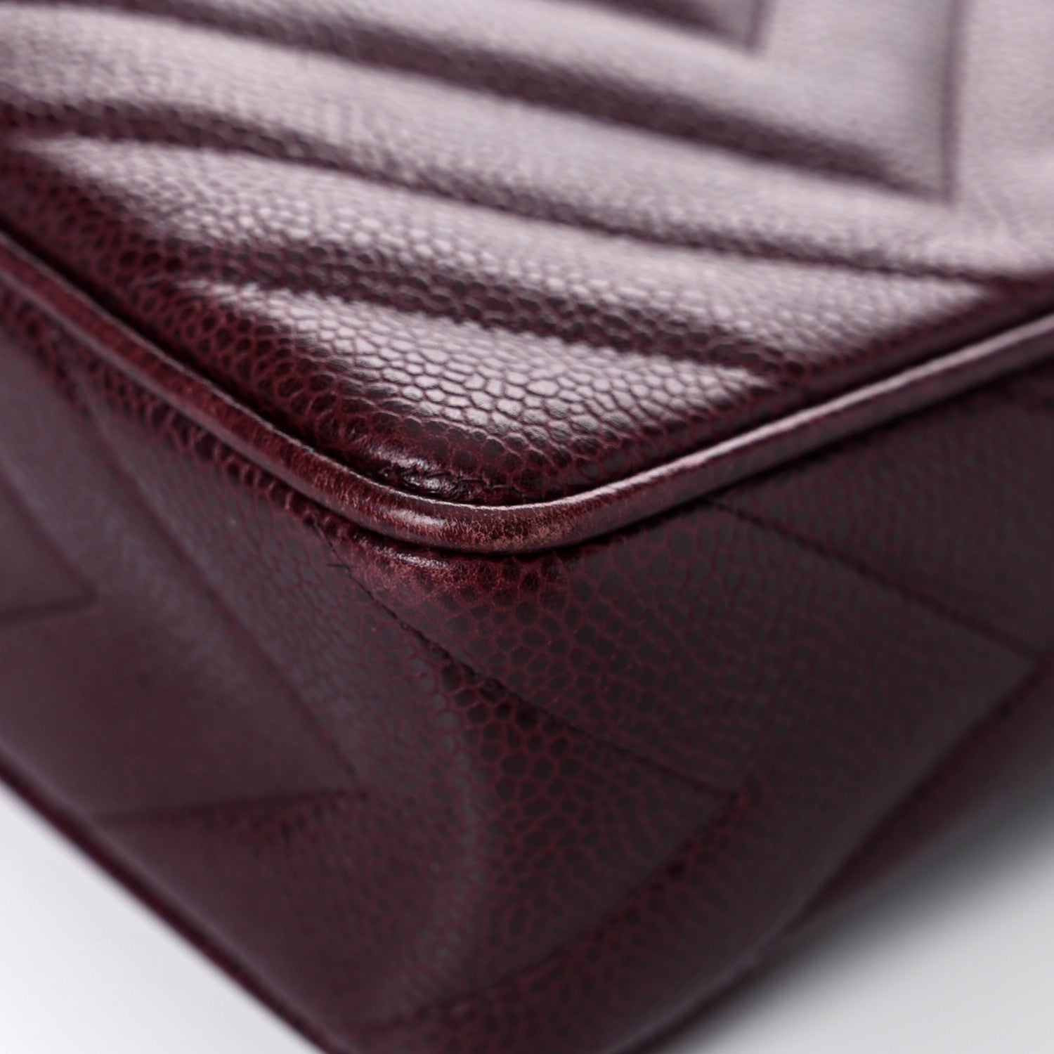 Chanel Caviar Chevron Quilted Tassel Camera Case Burgundy 9 of 16