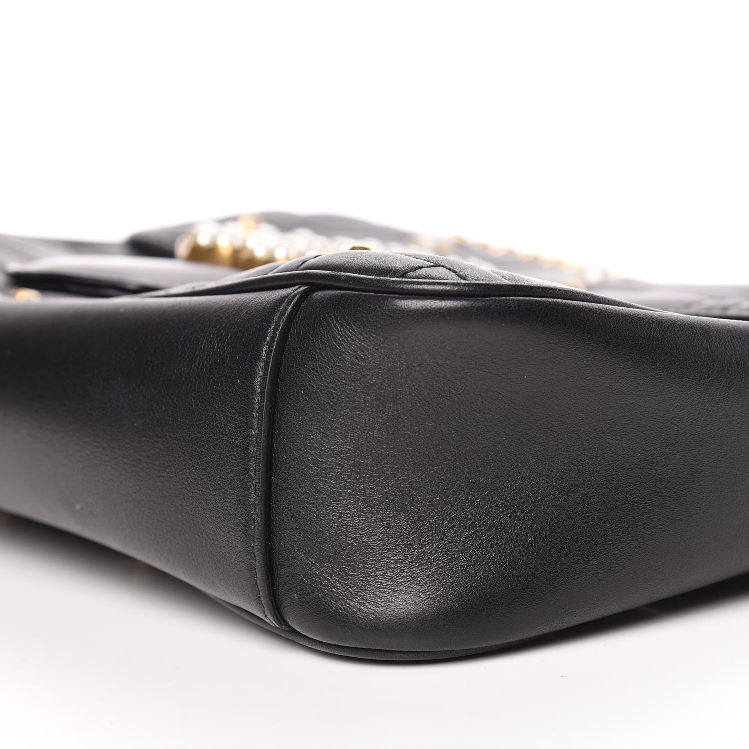 Gucci Calfskin Matelasse Studded Medium Pearly GG Marmont Shoulder Bag Black 9 of 15