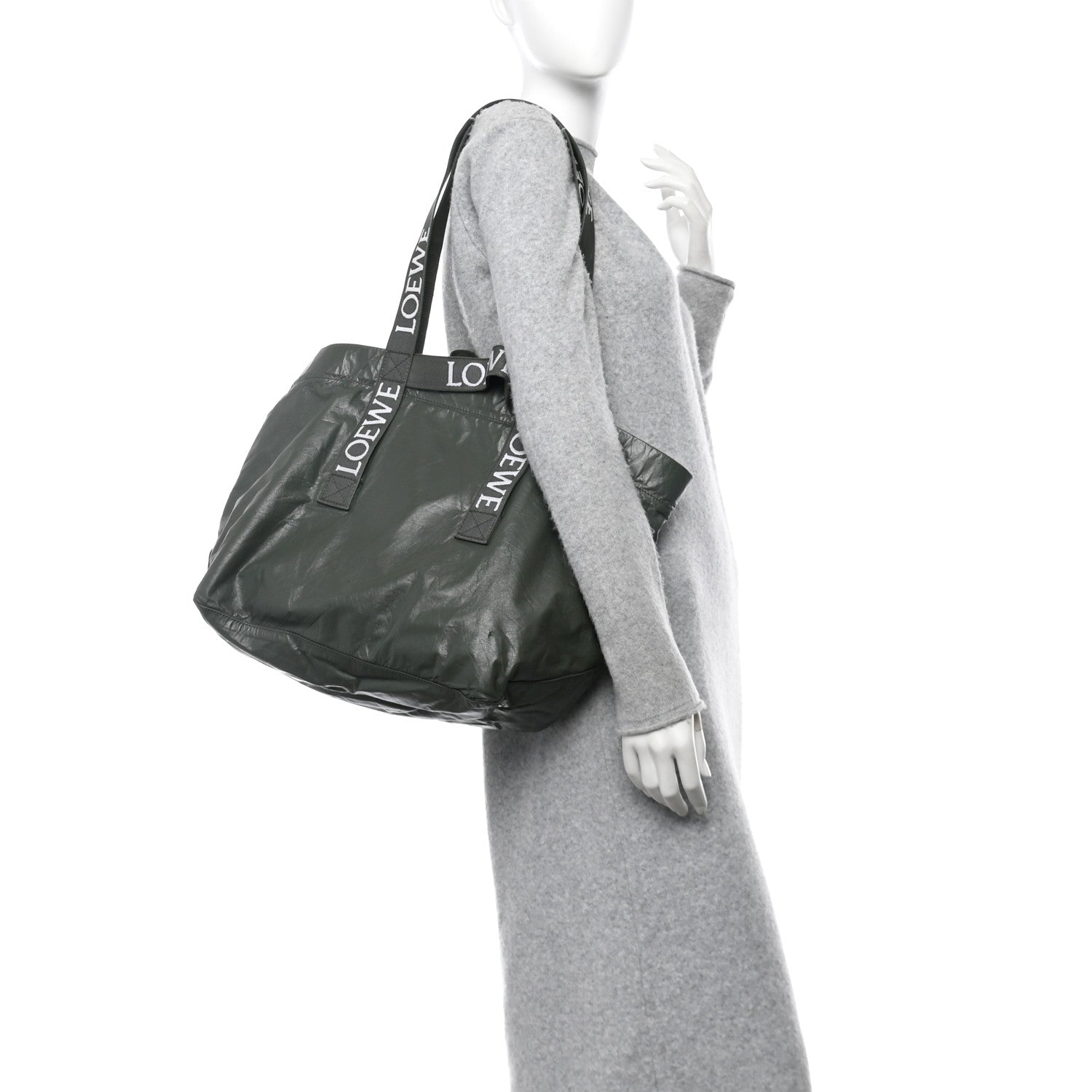 Loewe Paper Calfskin Fold Shopper Tote Green 2 of 10
