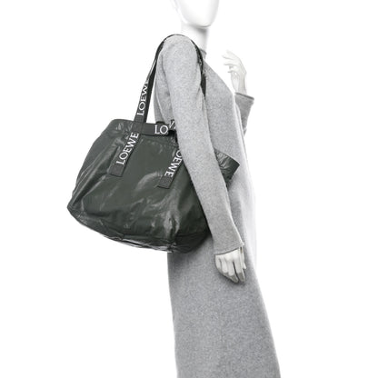 Loewe Paper Calfskin Fold Shopper Tote Green 2 of 10