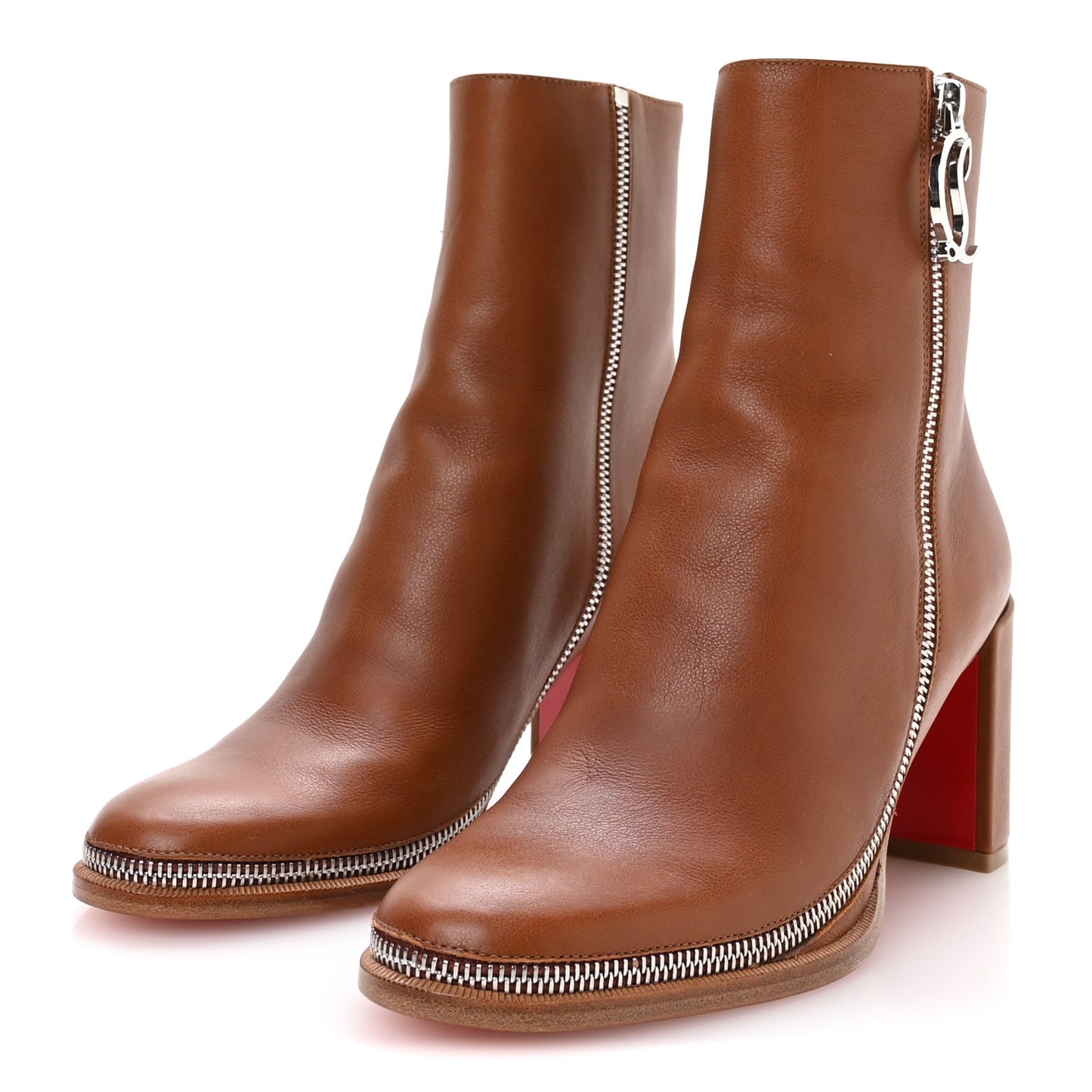 Calfskin CL Zip Bootie 70 Ankle Boots 36.5 Cuoio