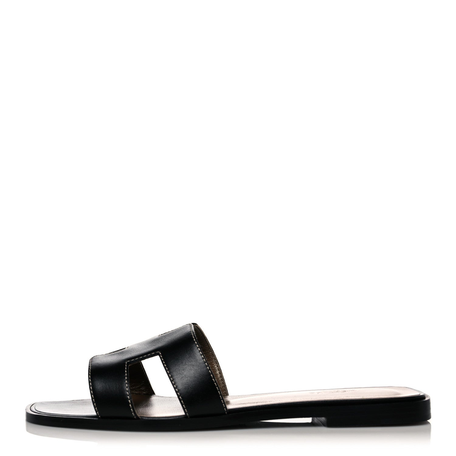 Hermes Box Calfskin Oran Sandals 39 Black 1 of 10