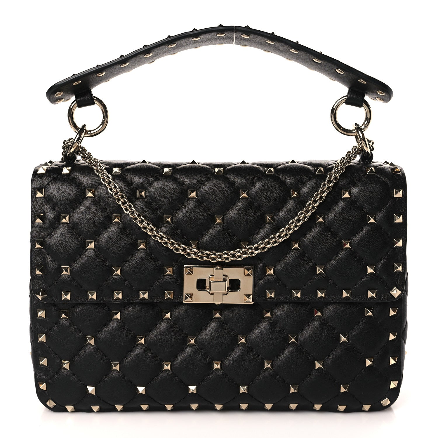 Valentino Garavani Lambskin Medium Rockstud Spike Shoulder Bag Black 1 of 8