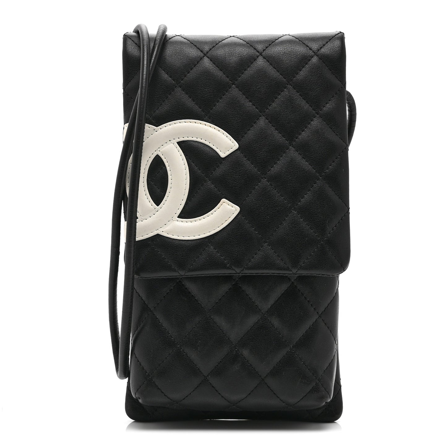 Calfskin Quilted Cambon Crossbody Messenger Black White