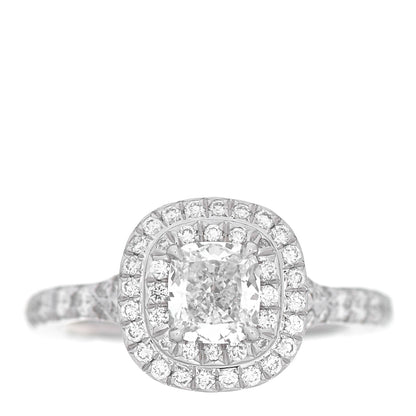 Tiffany Platinum Diamond .58ct Soleste Cushion Cut Double Halo Engagement Ring 48 4.5 1 of 6
