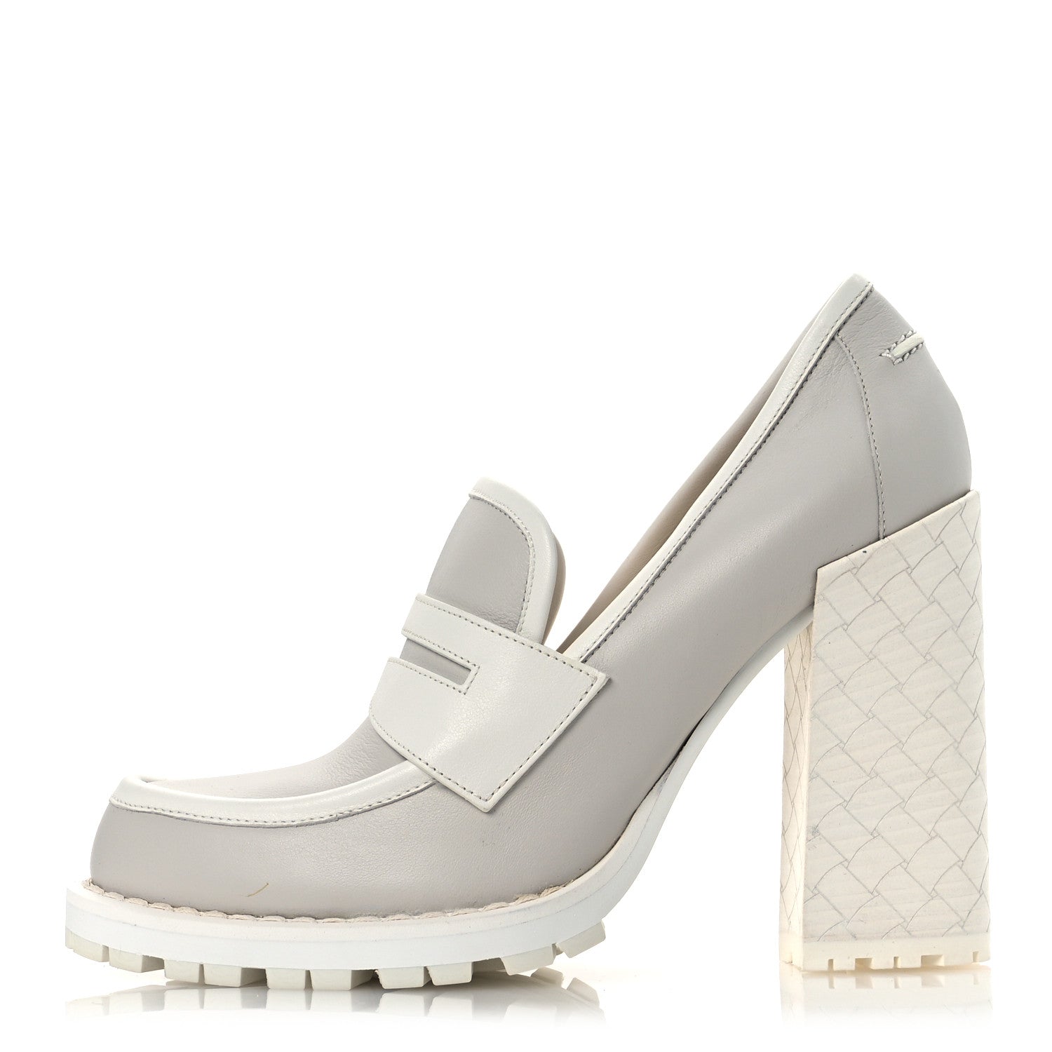 Bottega Veneta Calfskin Loafer Pumps 39.5 Mist Bianco 1 of 10