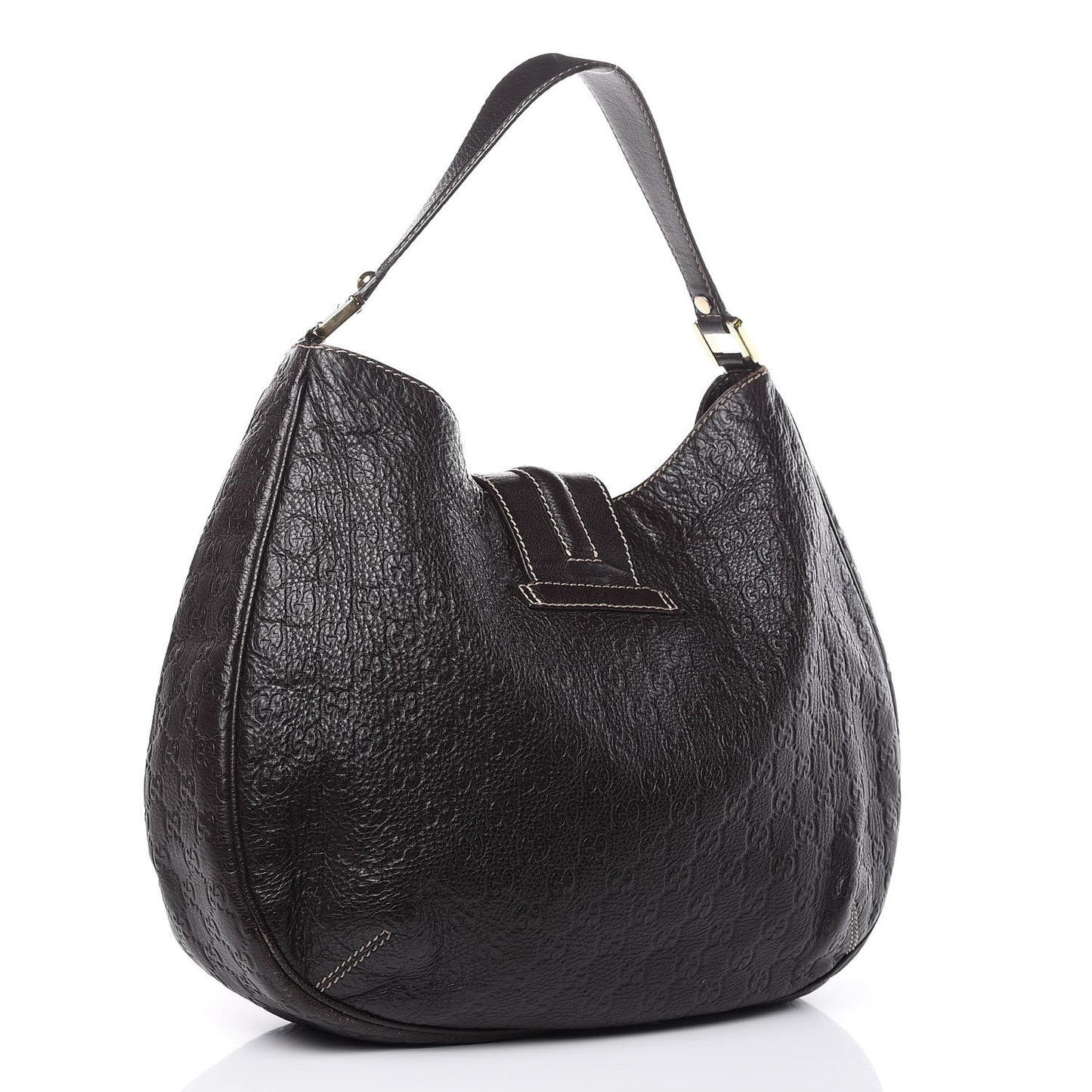 Guccissima Large New Ladies Web Hobo Dark Brown