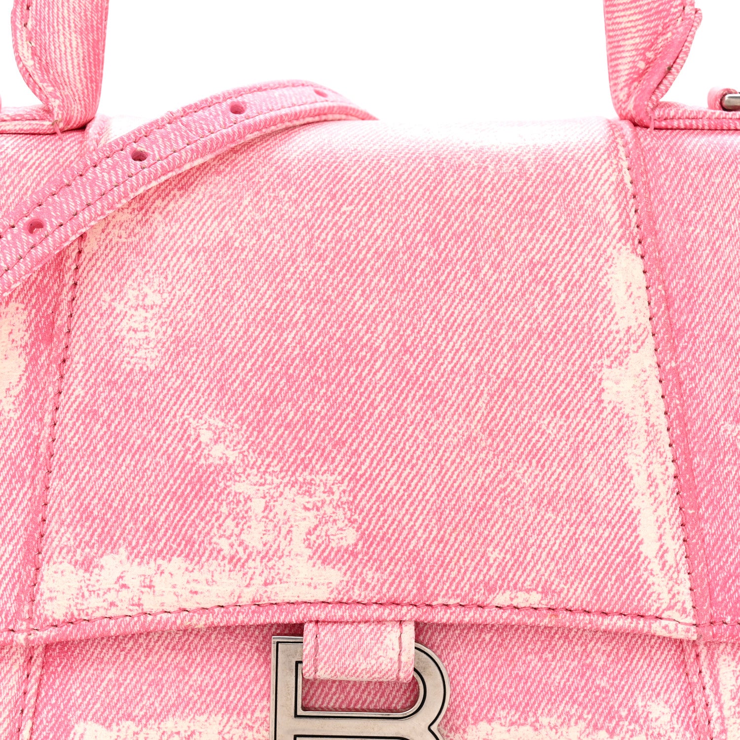 Balenciaga Nappa Denim Printed Small Hourglass Top Handle Bag Denim Pink 8 of 14