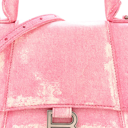 Balenciaga Nappa Denim Printed Small Hourglass Top Handle Bag Denim Pink 8 of 14