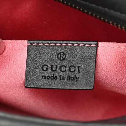 Gucci Calfskin Matelasse Mini GG Marmont Chain Shoulder Bag Black White 6 of 10