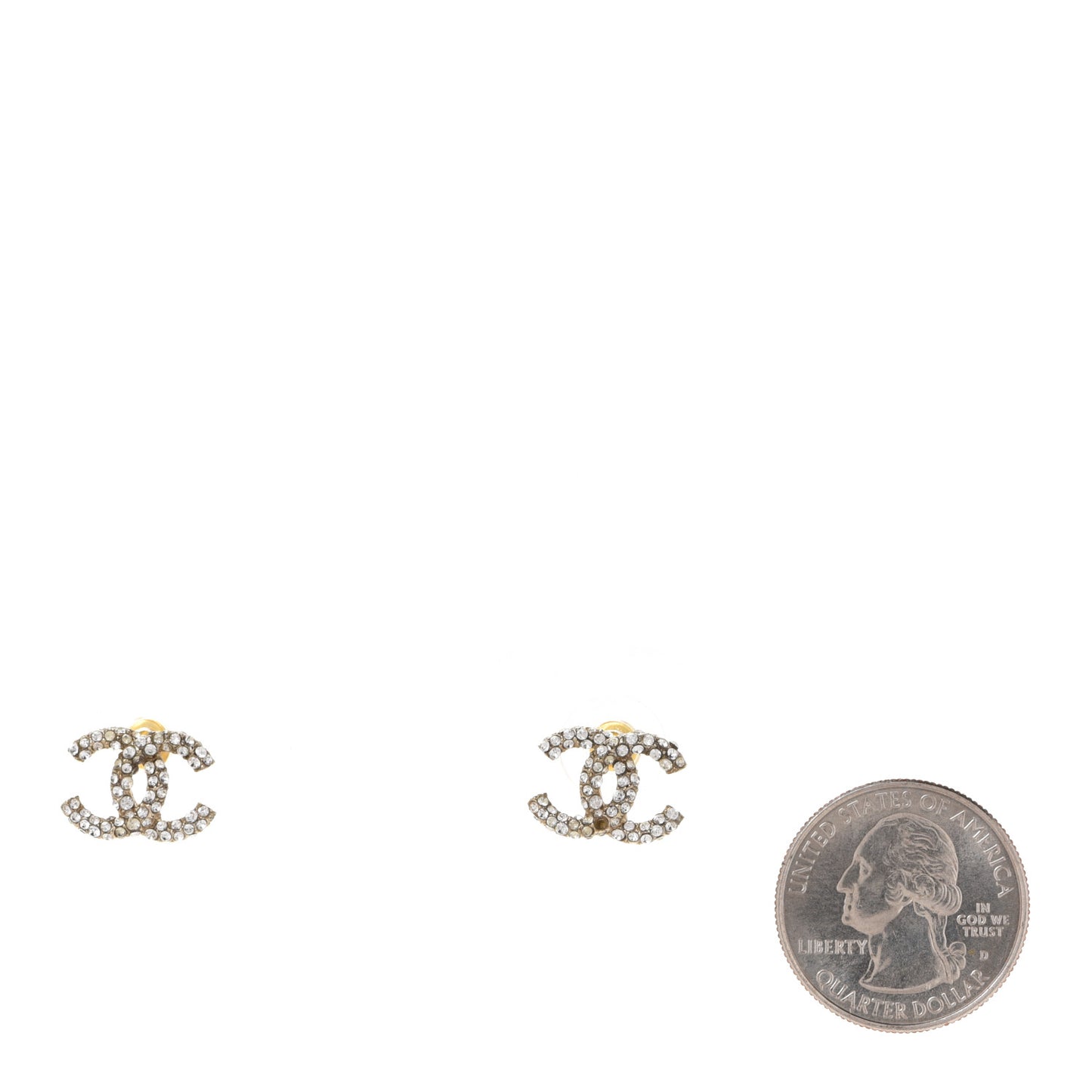 Crystal Mini CC Earrings Gold