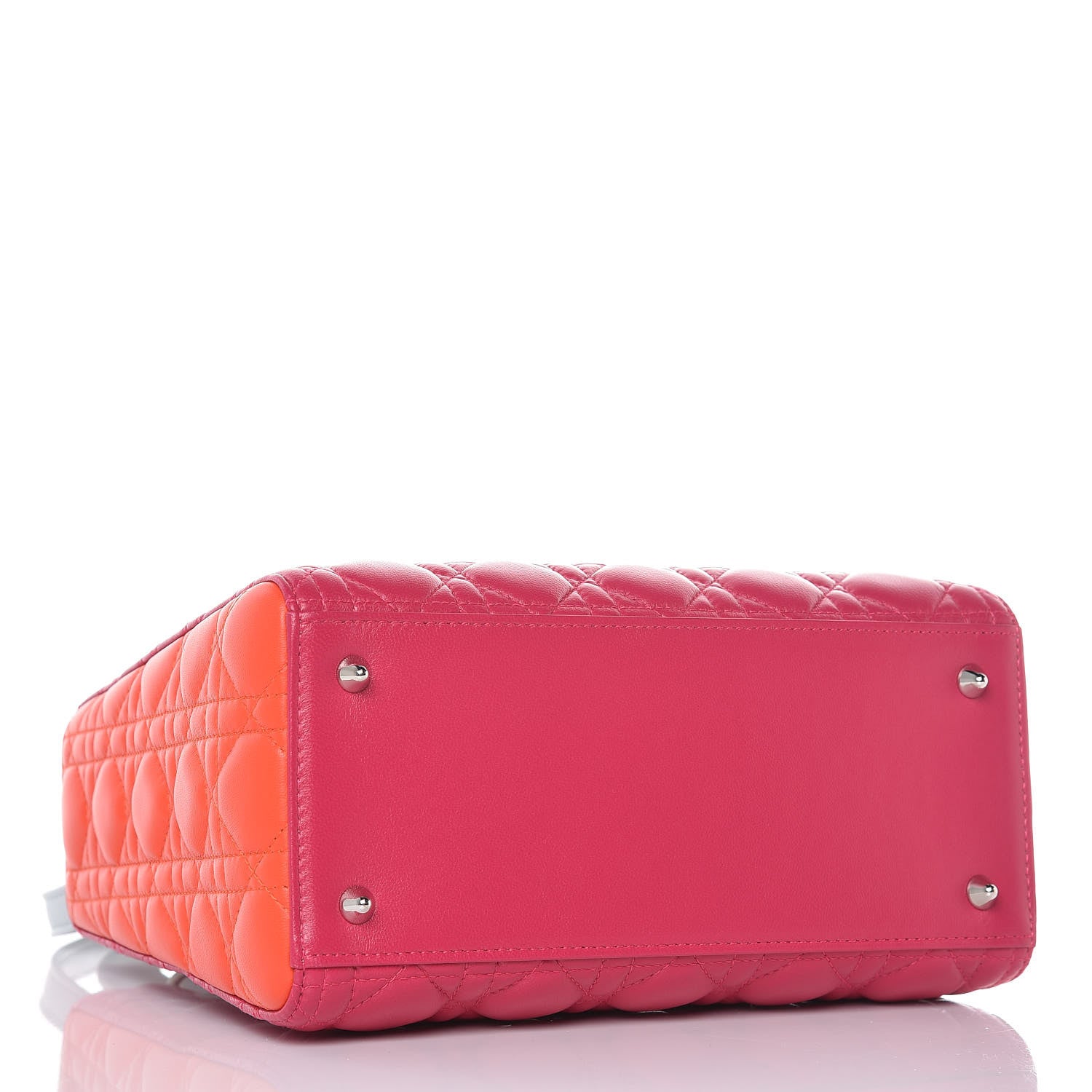 Christian Dior Lambskin Cannage Medium Tri-Color Lady Dior Fuchsia Orange 3 of 8