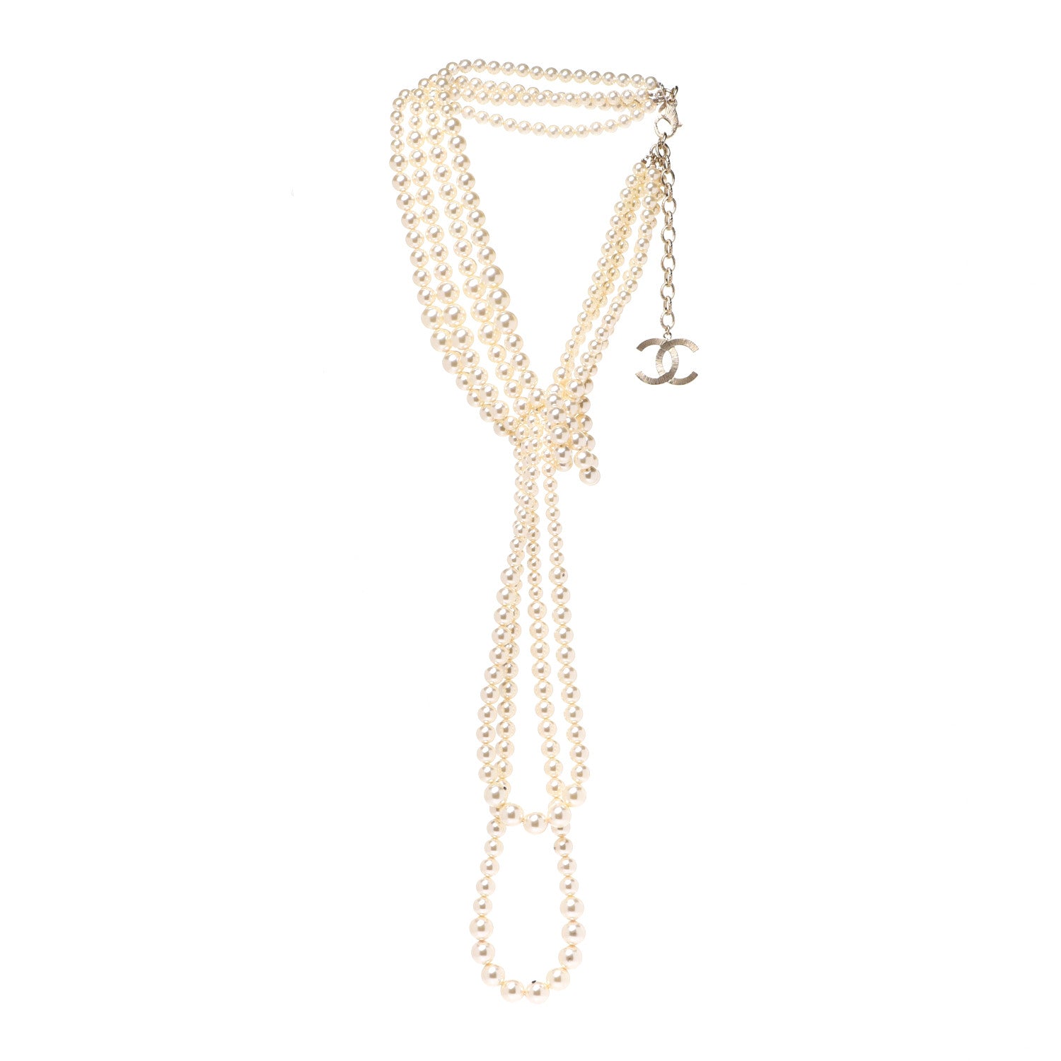 Chanel Pearl Multi Strand CC Necklace Gold 1 of 5