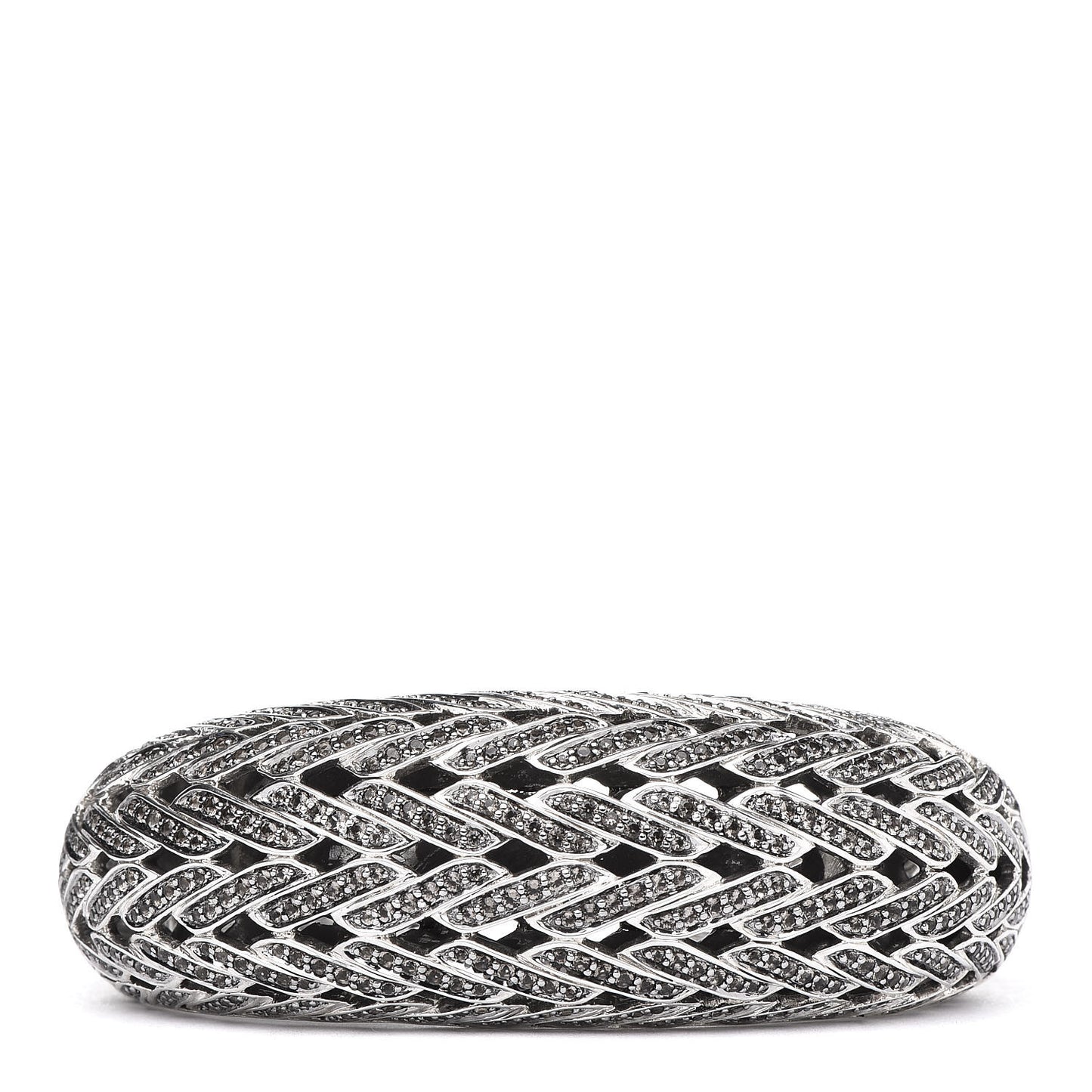 Sterling Silver Smoky Quartz 26mm Classic Chain Kick Cuff Bracelet