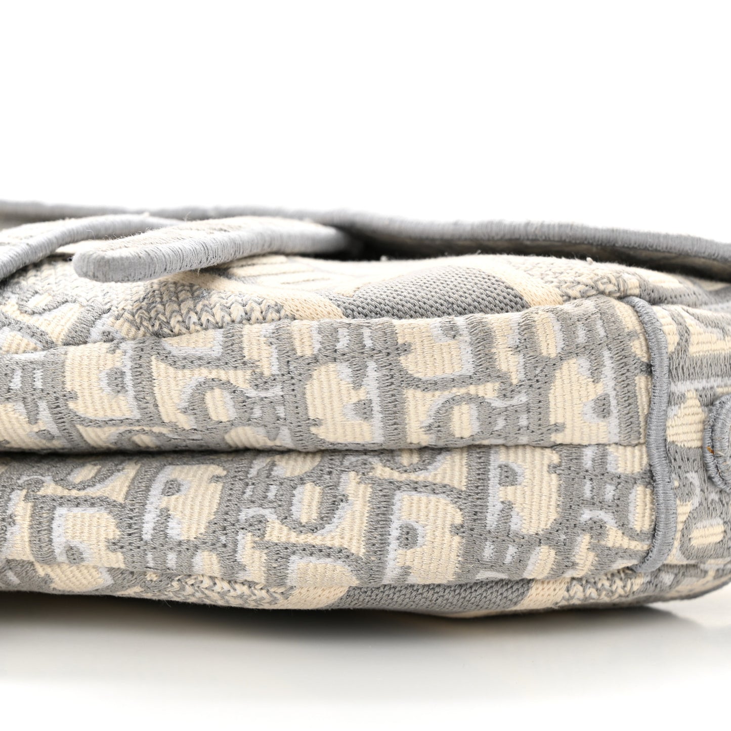 Oblique Embroidered Saddle Bag Gray