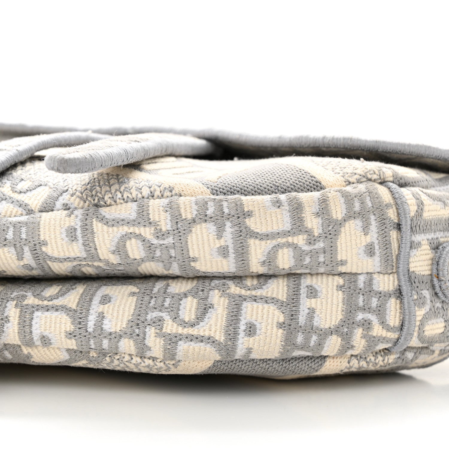 Christian Dior Oblique Embroidered Saddle Bag Gray 10 of 13