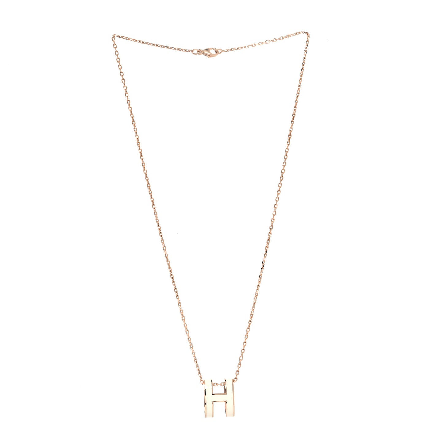 Lacquered Rose Gold Pop H Pendant Necklace White