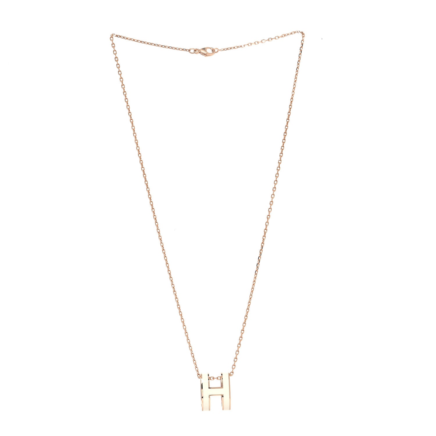 Hermes Lacquered Rose Gold Pop H Pendant Necklace White 3 of 5