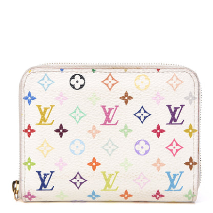 Louis Vuitton Monogram Multicolor Zippy Coin Purse Wallet White Litchi 1 of 12