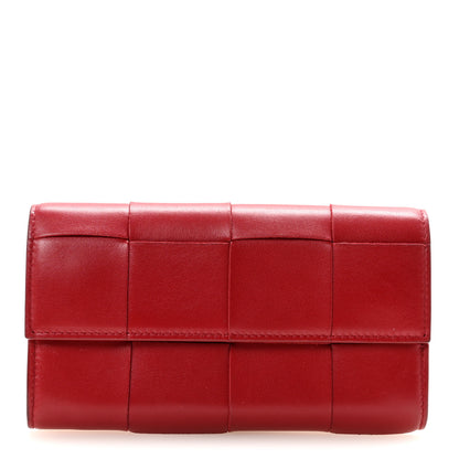 Bottega Veneta Lambskin Maxi Intreccio Cassette Flap Wallet Dark Red 1 of 6