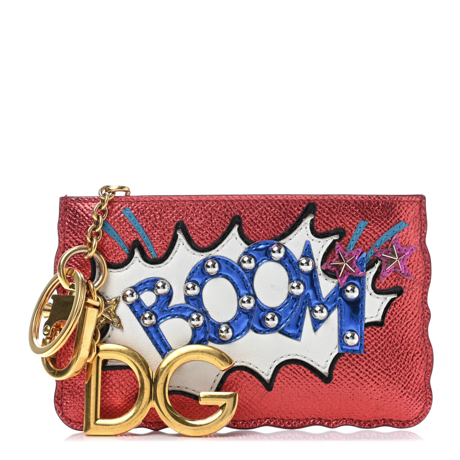 Dolce & Gabbana Laminato Dauphine Boom Print Coin Case Red 1 of 4