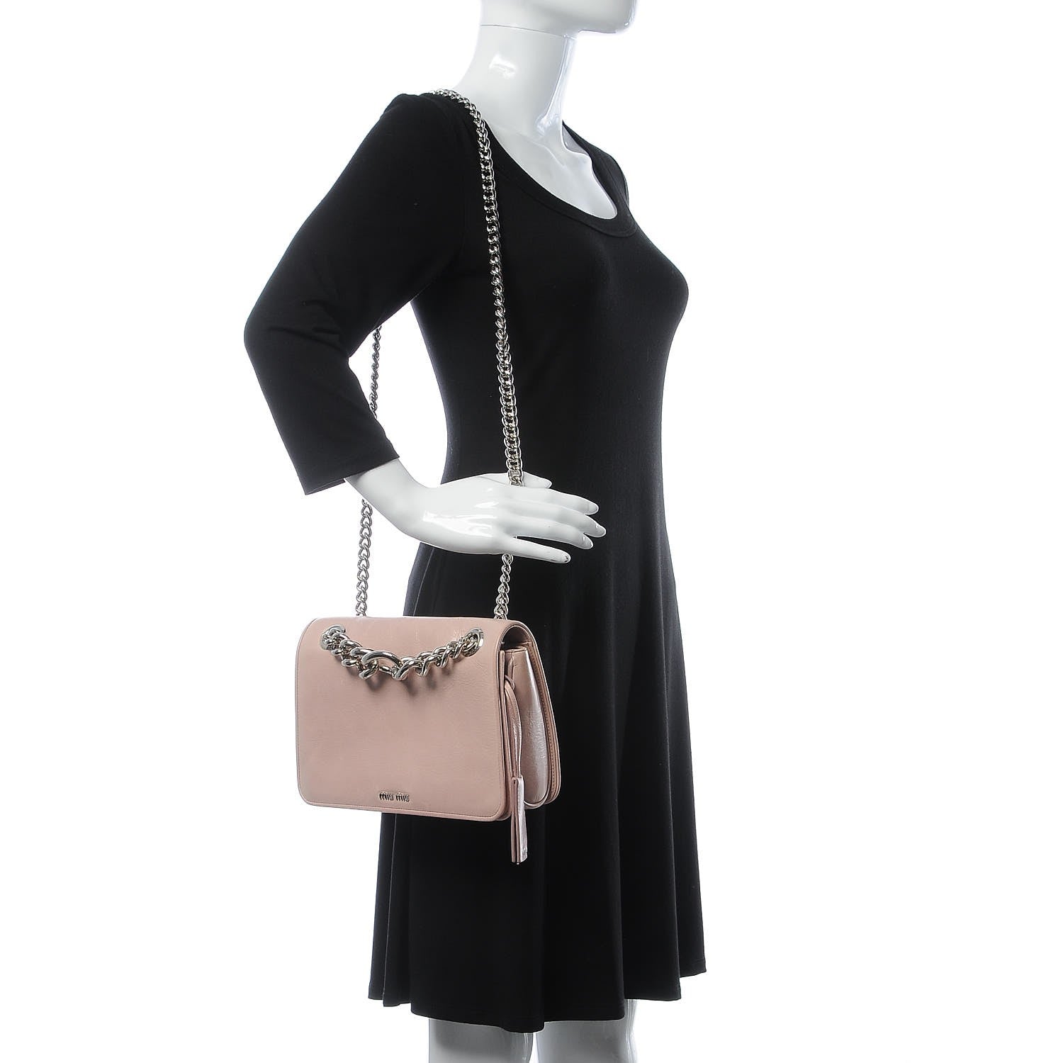 Miu Miu Vitello Shine Club Shoulder Bag Mughetto 2 of 29