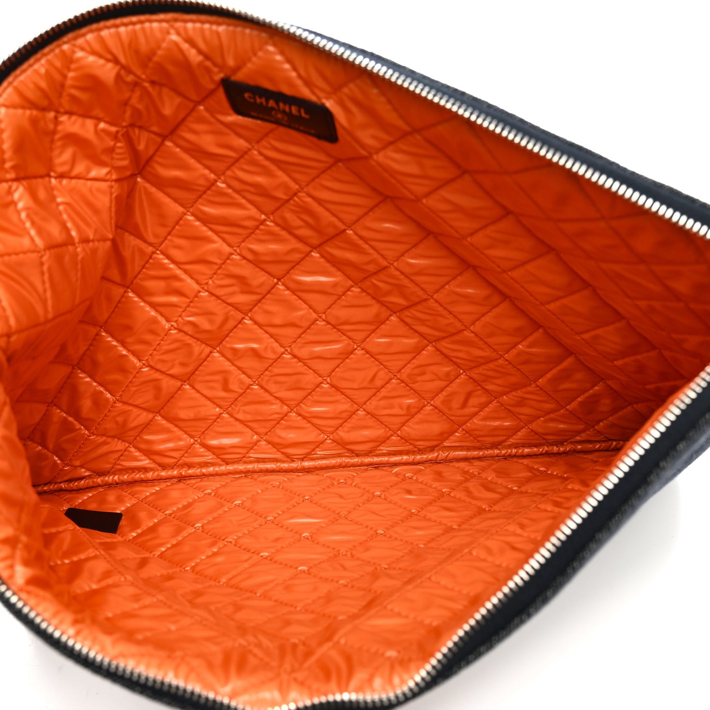 Denim Large Deauville Pouch Clutch Blue Orange