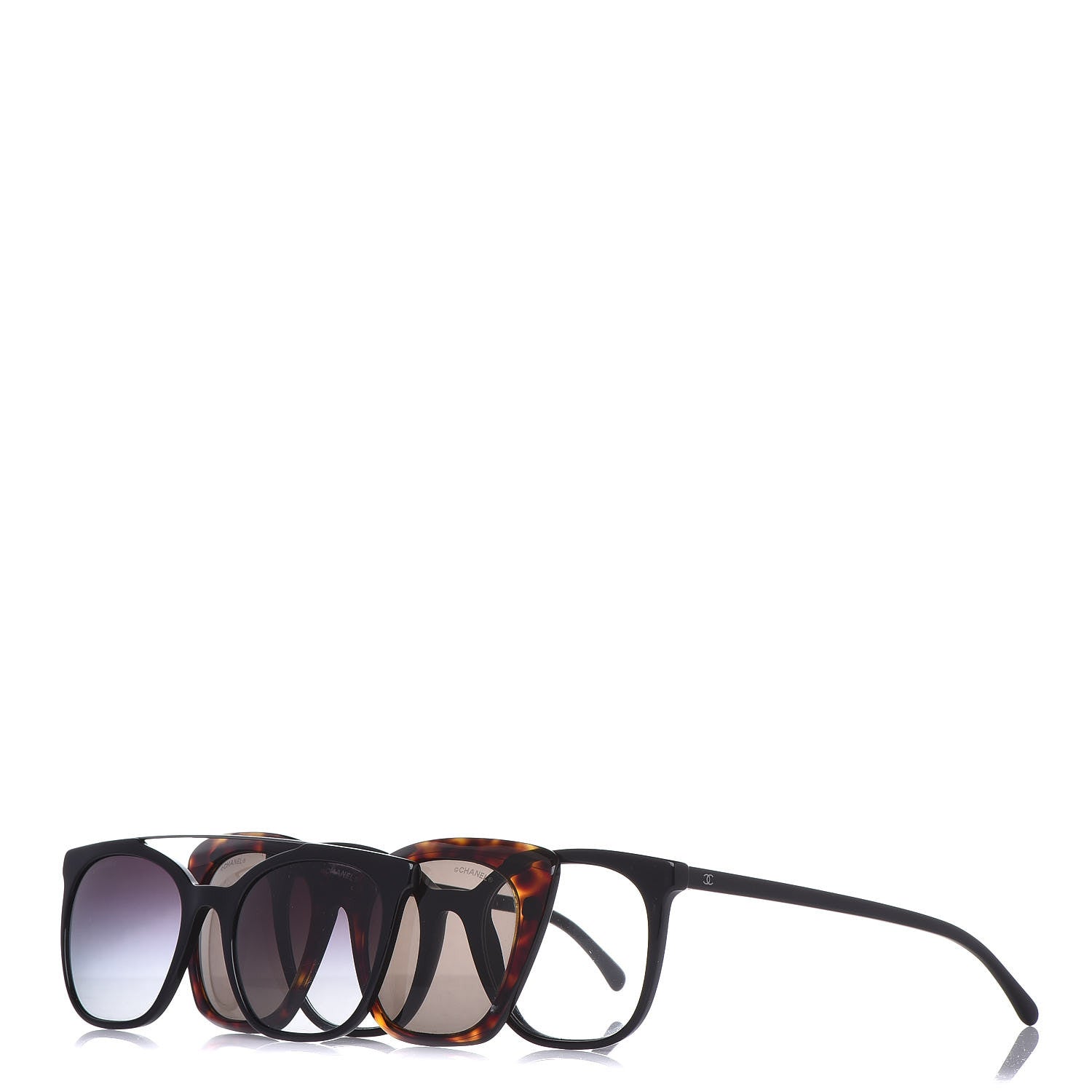 Chanel CC Clip On Sunglasses Set 5392 Black 371180 – FASHIONPHILE