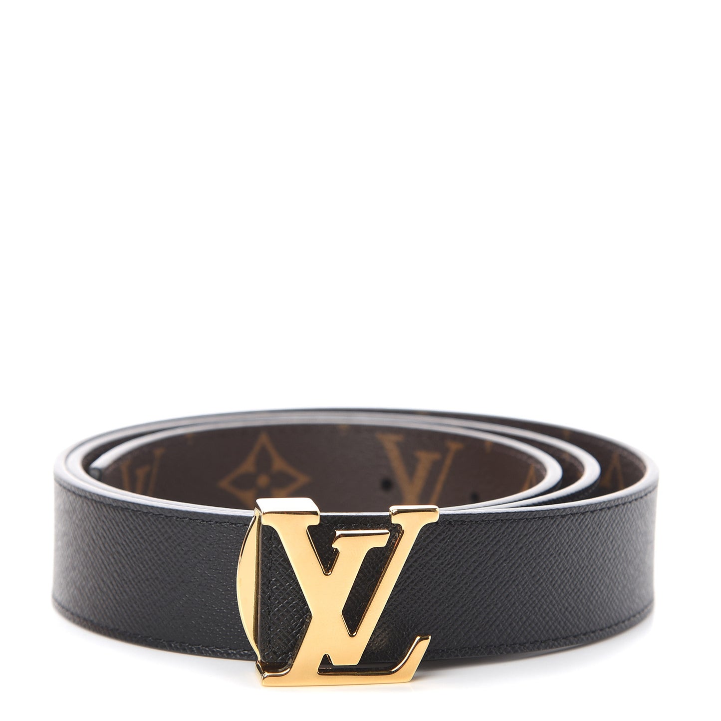 Calfskin Monogram 30mm LV Initiales Reversible Belt 85 34 Black