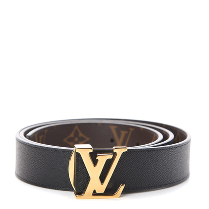 Louis Vuitton Calfskin Monogram 30mm LV Initiales Reversible Belt 85 34 Black 1 of 5