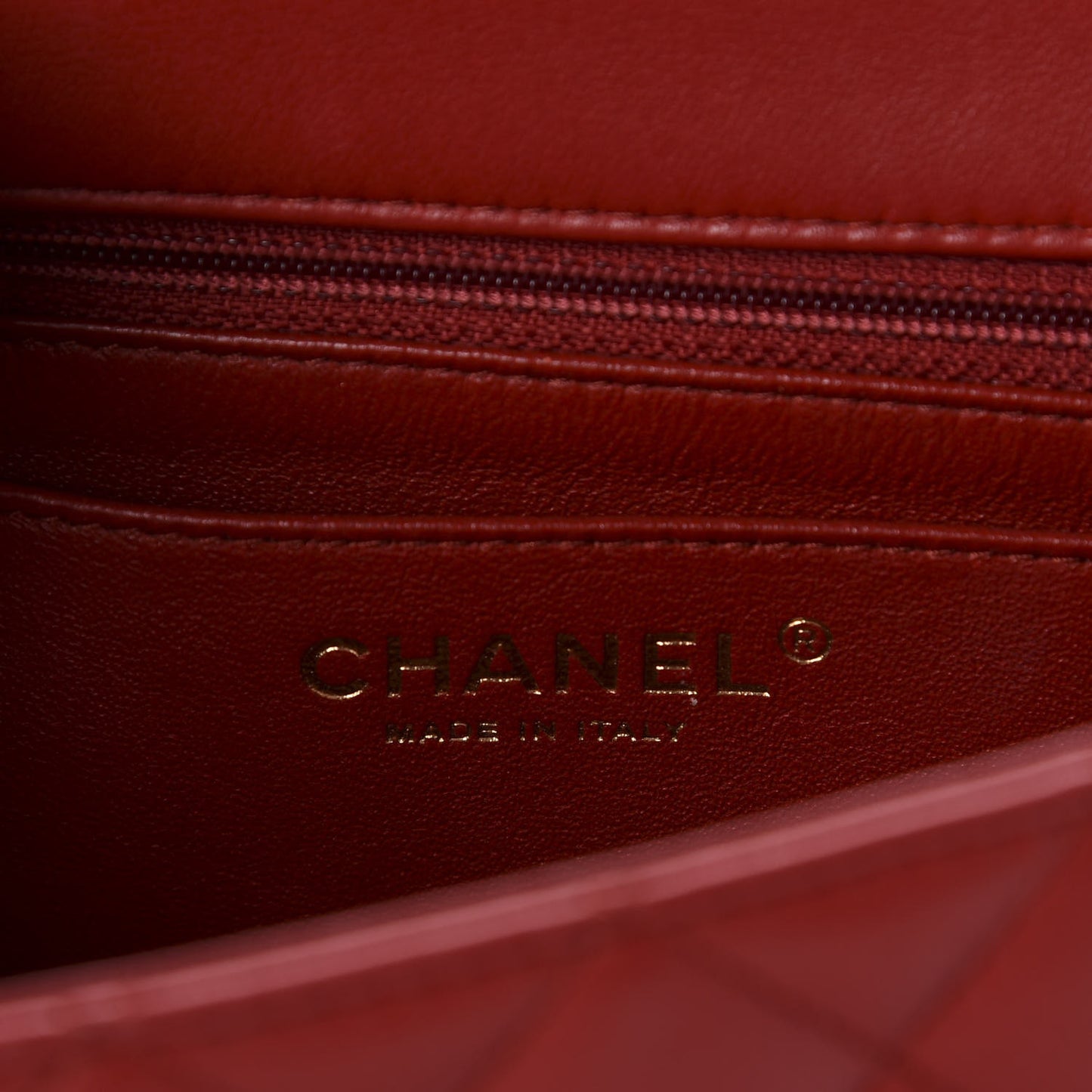 Lambskin Quilted Mini Rectangular Flap Red