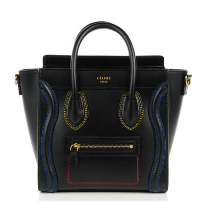 Celine Smooth Calfskin Multicolor Double Stitching Nano Luggage Black 1 of 7