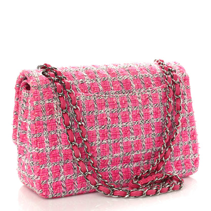 Chanel Tweed Quilted Jumbo Double Flap Hot Pink 2 of 8