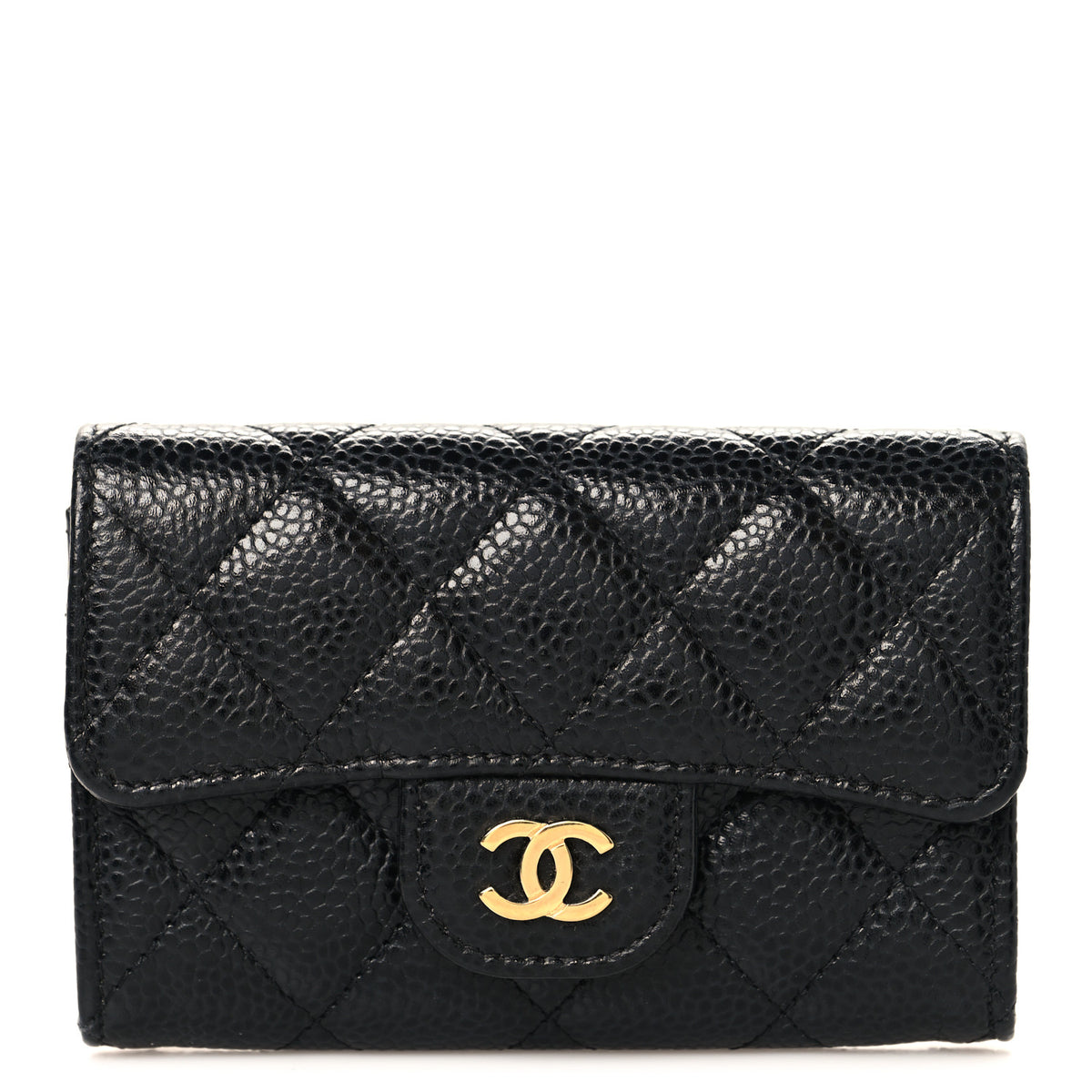 Chanel Caviar Quilted Flap Card Holder Wallet Black 1 of 9