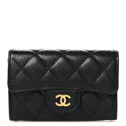 Chanel Caviar Quilted Flap Card Holder Wallet Black 1 of 9