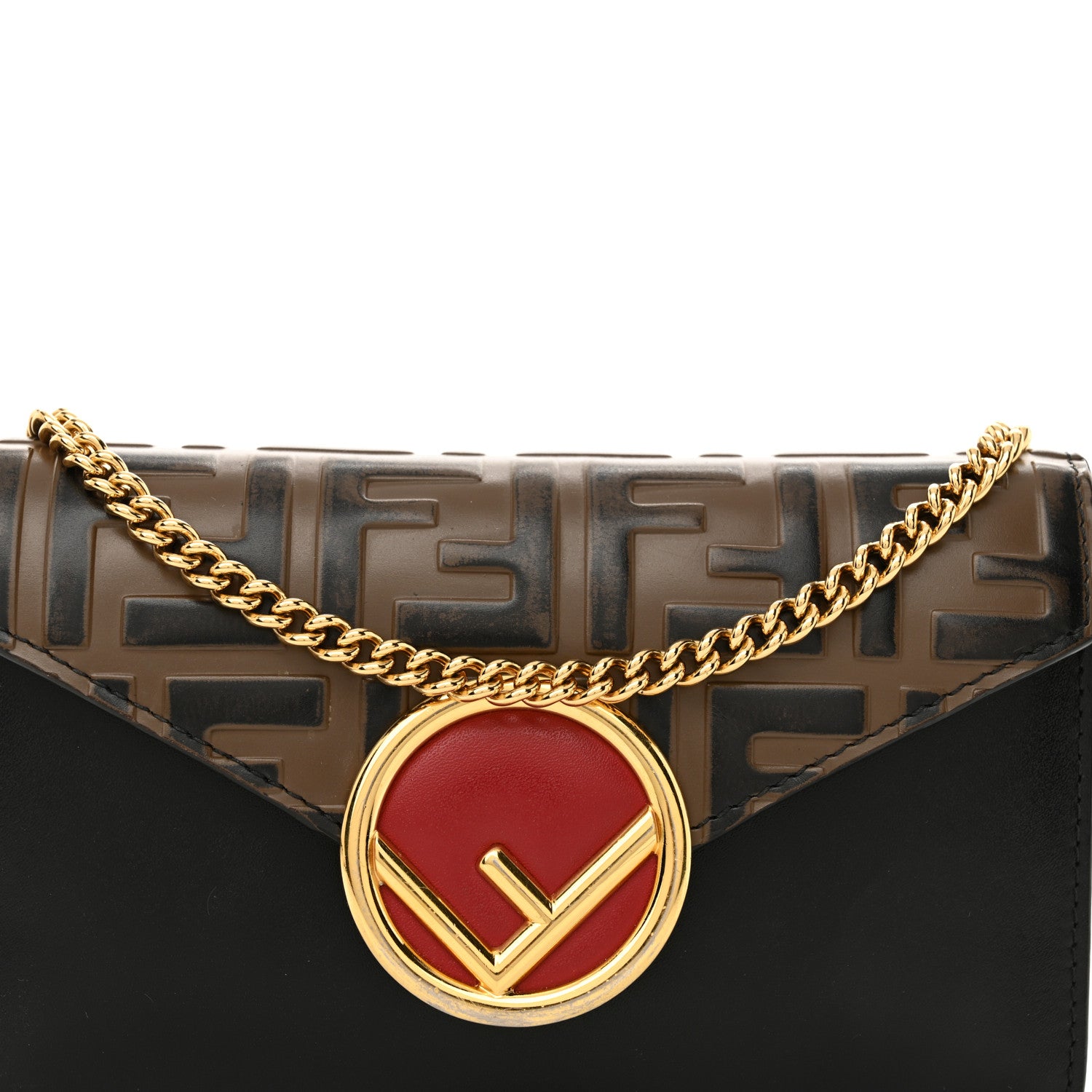 Fendi Vitello Liberty F is Fendi Bi-Color FF 1974 Embossed Envelope Belt Bag Maya Black 8 of 12