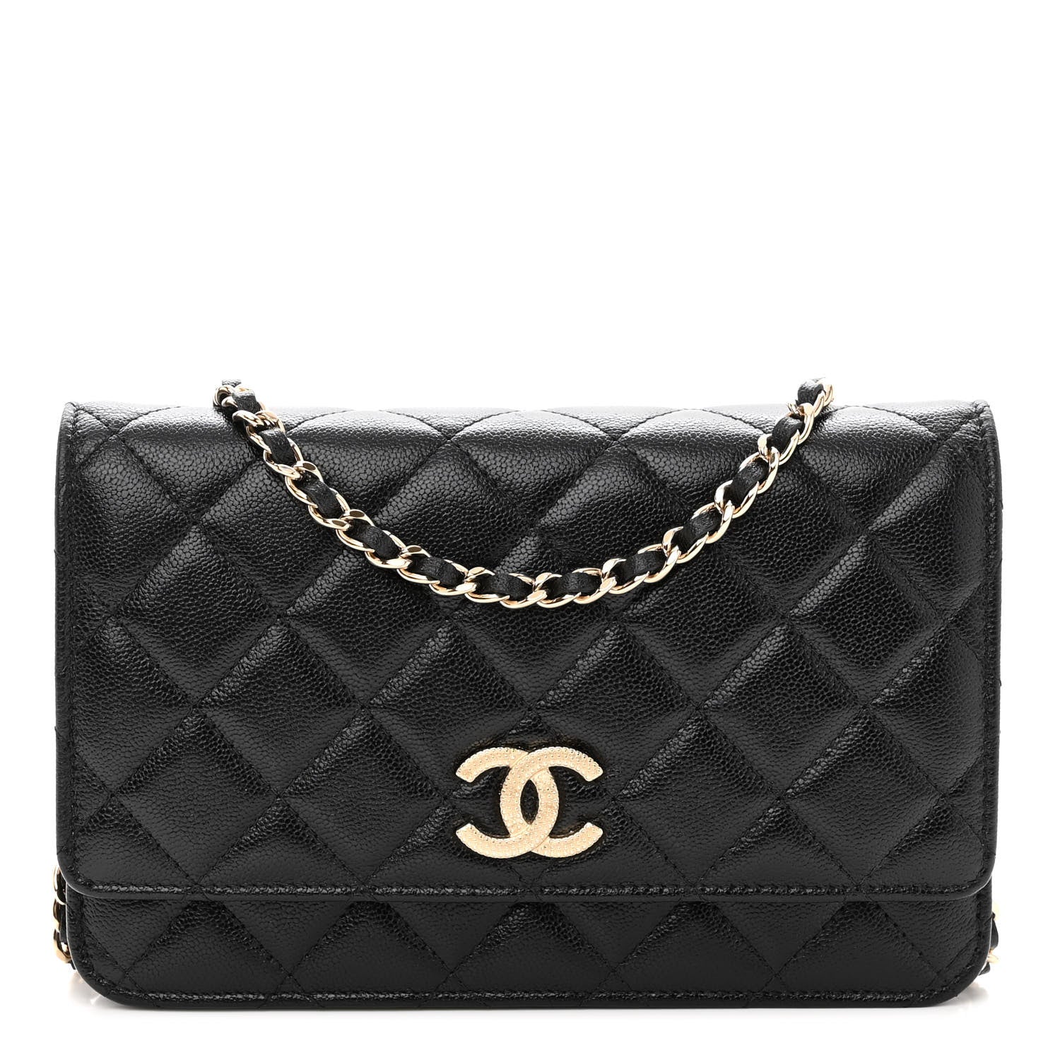 Chanel Caviar Quilted Studded CC Wallet on Chain WOC Black 1 of 12