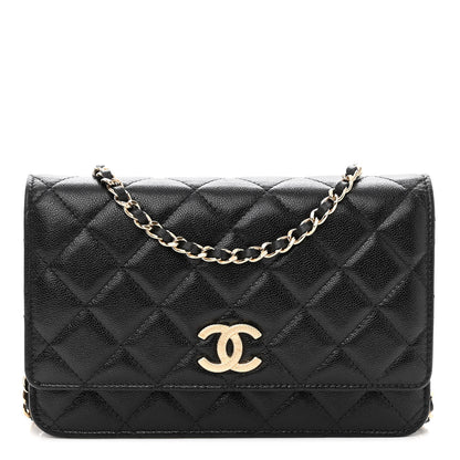 Chanel Caviar Quilted Studded CC Wallet on Chain WOC Black 1 of 12