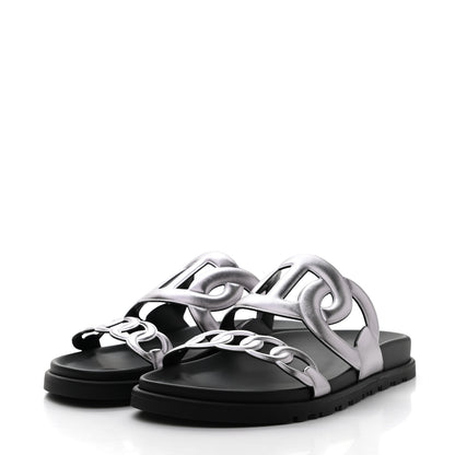 Hermes Nappa Extra Sandals 38 Gris Argent 3 of 9