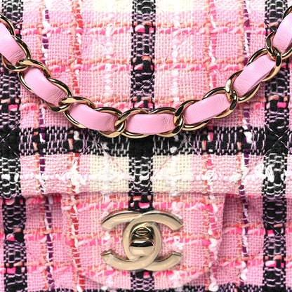 Chanel Metallic Tweed Quilted Mini Rectangular Flap Pink Navy White 8 of 10