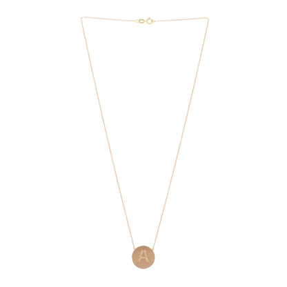 Jennifer Meyer 18K Rose Gold Diamond Letter A Disc Necklace 2 of 5