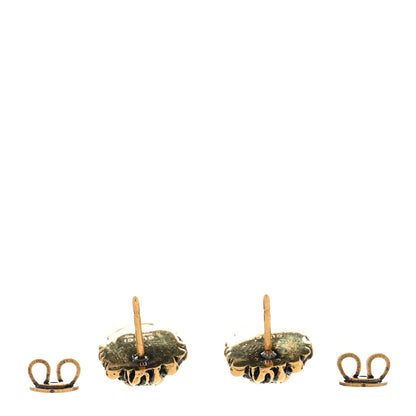 Gucci Metal Lion Head Heart Drop Earrings Aged Gold 3 of 5