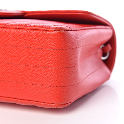Chanel Caviar Chevron Quilted Mini Rectangular Flap Red 10 of 11