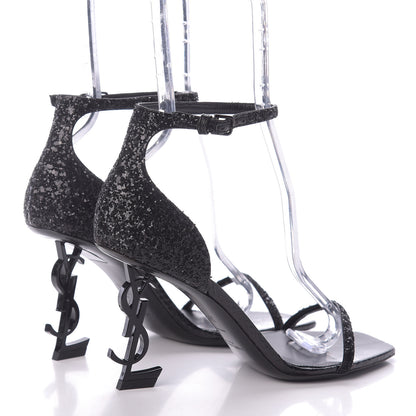 Saint Laurent Glitter Opyum 85 Sandals 38.5 Black 5 of 9