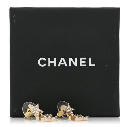 Chanel Crystal CC Star Drop Earrings Gold 5 of 5