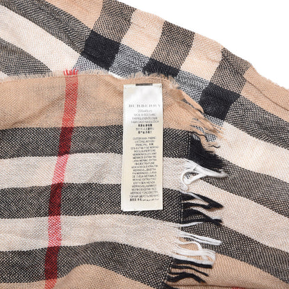 Burberry Merino Wool Cashmere Giant Check Lightweight Scarf Camel 4 of 5
