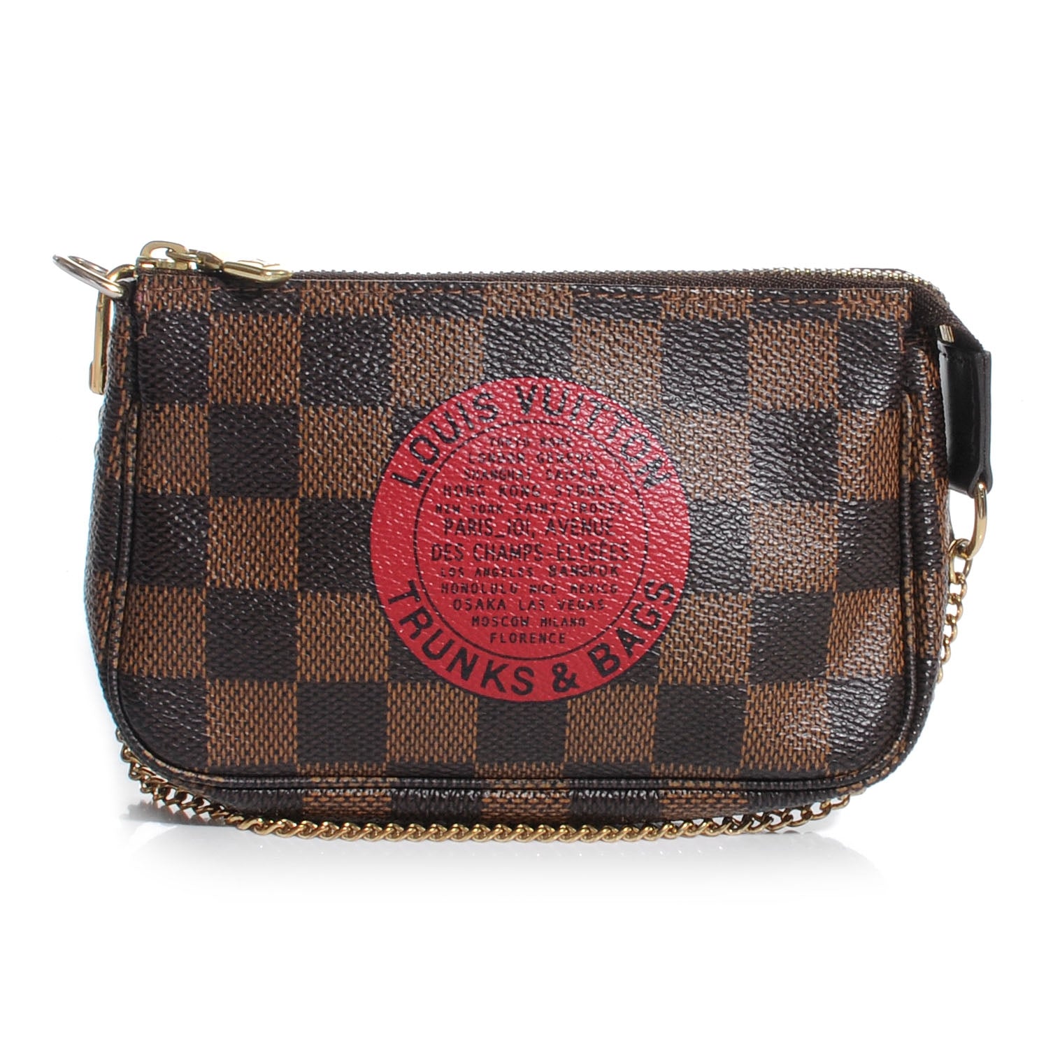 Louis Vuitton Damier Ebene Complice Trunks and Bags Mini Pochette Accessories Red 1 of 7