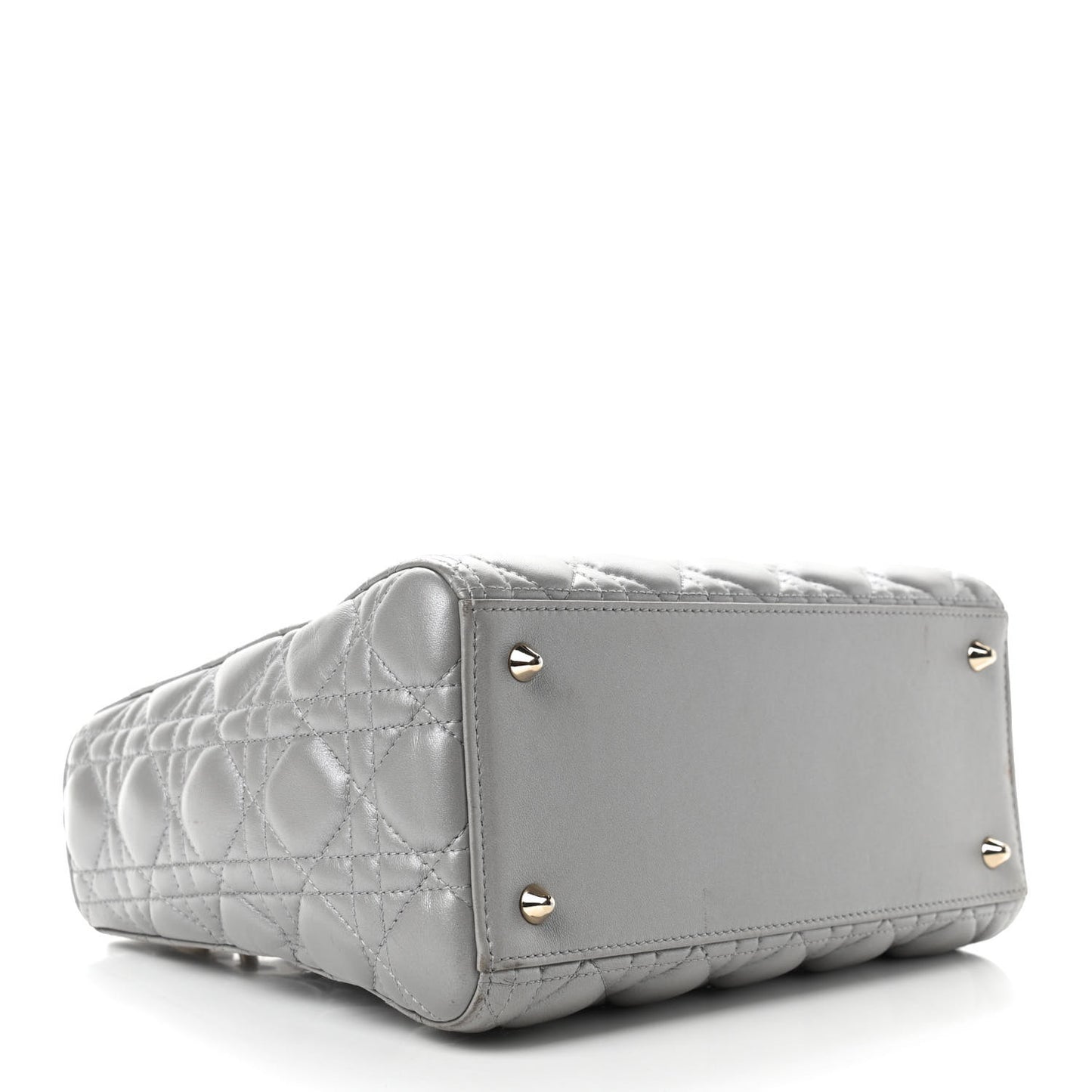 Pearly Lambskin Cannage Medium Lady Dior Grey