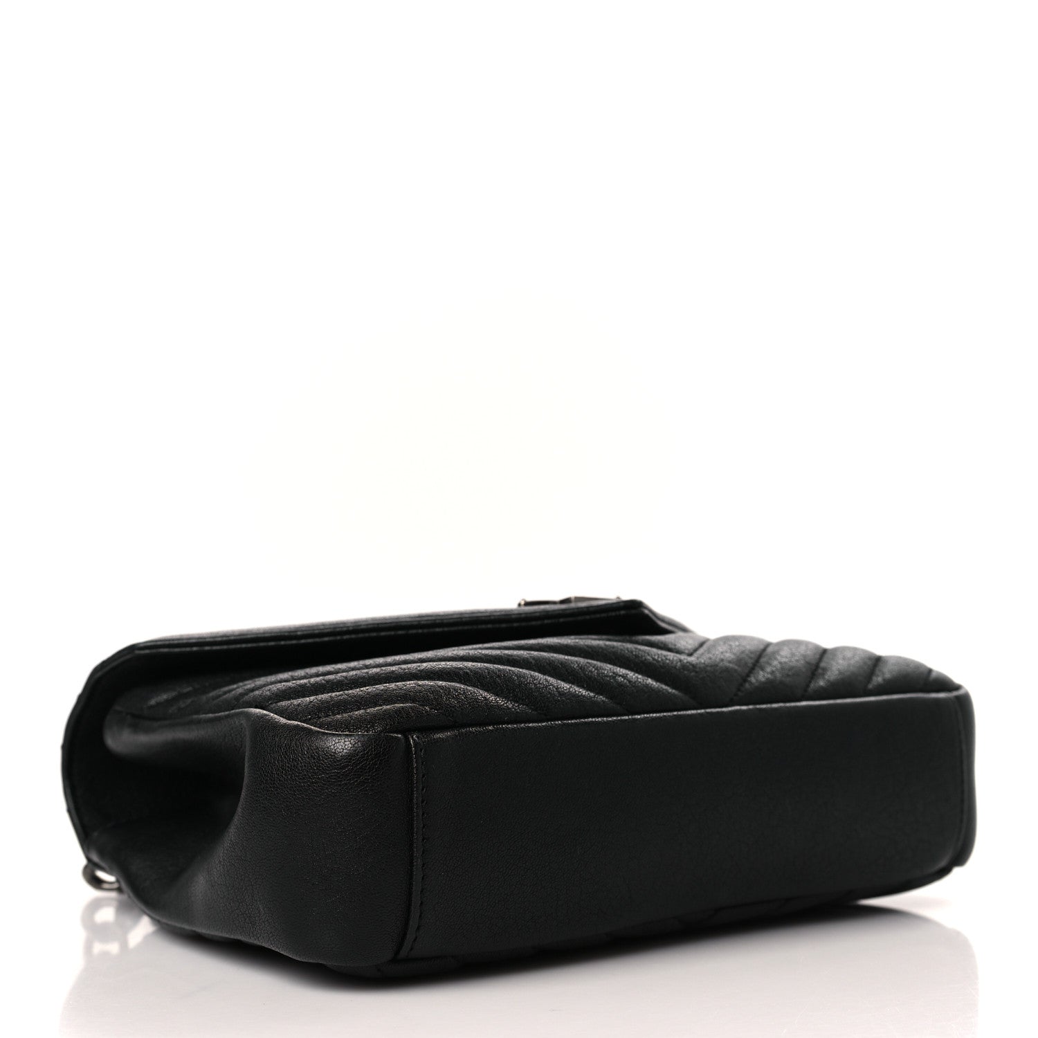 Saint Laurent Sheepskin Matelasse Chevron Monogram Medium College Bag Black 4 of 9